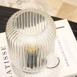 OHS Glass Cordless Table Lamp LED Battery Operated Night Light in Silver - thumbnail 2