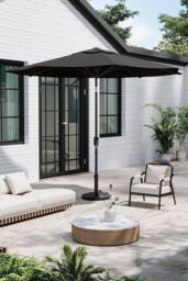 Garden Sanctuary 3M Classical Rotating Garden Parasol Patio Umbrella with Resin Base in Black - thumbnail 2