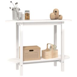 Berkfield Home Console Table White 110x40x80 cm Solid Wood Pine - Size: 110 x 40 x 80 cm - thumbnail 4
