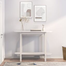 Berkfield Home Console Table White 110x40x80 cm Solid Wood Pine - Size: 110 x 40 x 80 cm - thumbnail 3