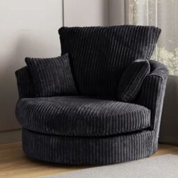 SquareBoxx Lennox Swivel Chair in Black - thumbnail 1