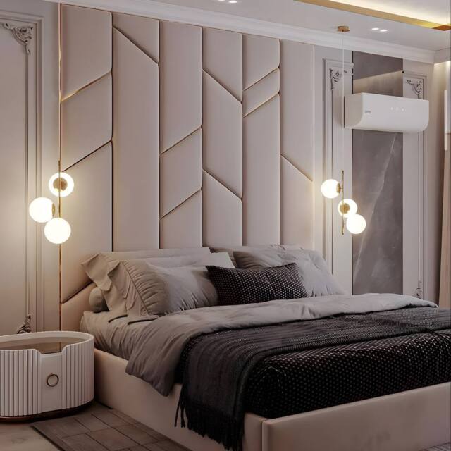 PARADISE BEDS LTD Velvet Panel High Headboard Bed in Off-White - Size: Double - image 1