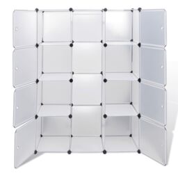 Berkfield Home Modular Cabinet with 9 Compartments 37x115x150 cm White - Size: 37 x 115 x 150 cm - thumbnail 4