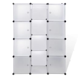 Berkfield Home Modular Cabinet with 9 Compartments 37x115x150 cm White - Size: 37 x 115 x 150 cm - thumbnail 3