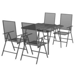 Berkfield Home 5 Piece Garden Dining Set Anthracite Steel in Black - thumbnail 3