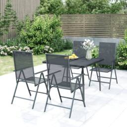 Berkfield Home 5 Piece Garden Dining Set Anthracite Steel in Black - thumbnail 1