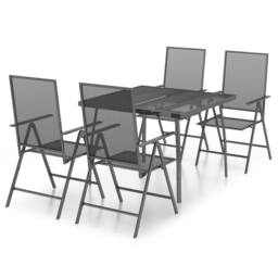 Berkfield Home 5 Piece Garden Dining Set Anthracite Steel in Black - thumbnail 2