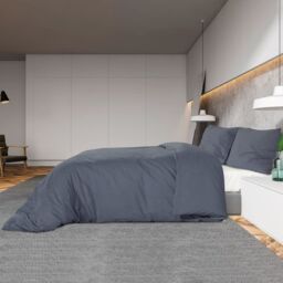 Berkfield Home Duvet Cover Set Anthracite 200x200 cm Cotton in Black - thumbnail 4