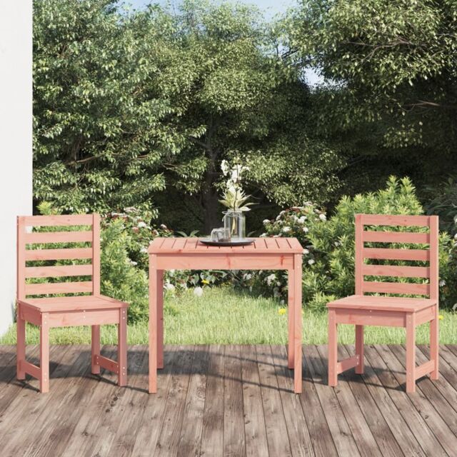 Berkfield Home 3 Piece Garden Bistro Set Solid Wood Douglas in Brown - image 1