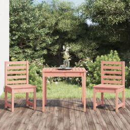 Berkfield Home 3 Piece Garden Bistro Set Solid Wood Douglas in Brown - thumbnail 1