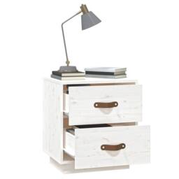 Berkfield Home Bedside Cabinet White 40x34x45 cm Solid Wood Pine - Size: 40 x 34 x 45 cm - thumbnail 4