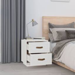 Berkfield Home Bedside Cabinet White 40x34x45 cm Solid Wood Pine - Size: 40 x 34 x 45 cm - thumbnail 3