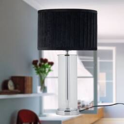 First Choice Lighting Aura - Chrome Table Lamp with Black Pleated Velvet Shade in Silver - thumbnail 7