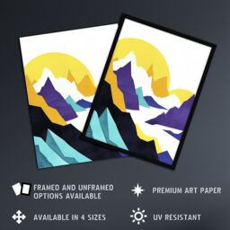 "Artery8 Alps Mountain Range Vibrant Abstract Geometric Wall Art Print - Size: W24"" x H32""" - thumbnail 2