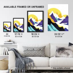 "Artery8 Alps Mountain Range Vibrant Abstract Geometric Wall Art Print - Size: W24"" x H32""" - thumbnail 3