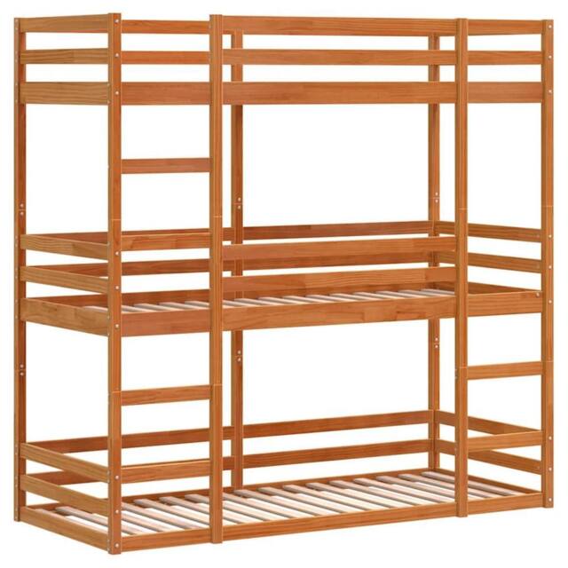 Berkfield Home Triple Bunk Bed without Mattress Wax Brown 80x200 cm Solid Wood Pine - image 1