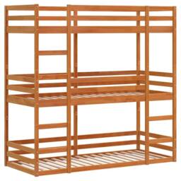 Berkfield Home Triple Bunk Bed without Mattress Wax Brown 80x200 cm Solid Wood Pine