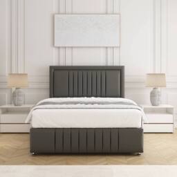 "BSSPOKE Lily Plush Velvet Divan Bed 24""Headboard &Footboard 4Drawers Mattress in Grey - Size: Super King" - thumbnail 2