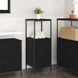 Berkfield Home Bathroom Cabinet with Shelves Black Oak 36x35x95 cm - Size: 36 x 35 x 95 cm