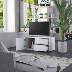 Berkfield Home TV Cabinet White 80x34x36 cm Engineered Wood - Size: 80 x 34 x 36 cm - thumbnail 3
