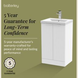 Balterley Fluted Front Floor Standing 2 Door Vanity Basin Unit 500mm Satin White - thumbnail 6