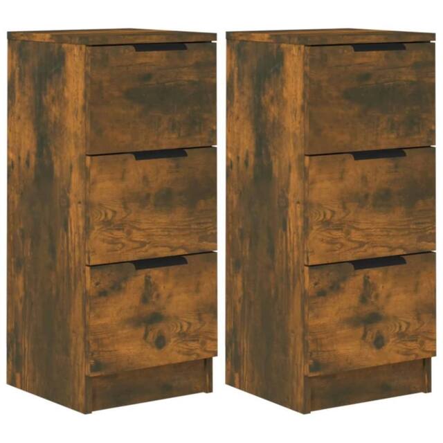 Berkfield Home Sideboards 2 pcs Smoked Oak 30x30x70 cm Engineered Wood in Brown - Size: 30 x 30 x 70 cm - image 1