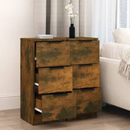 Berkfield Home Sideboards 2 pcs Smoked Oak 30x30x70 cm Engineered Wood in Brown - Size: 30 x 30 x 70 cm - thumbnail 3