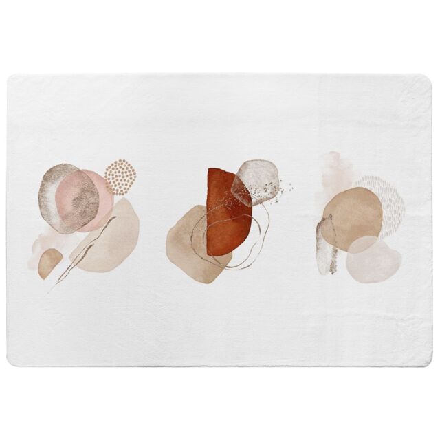 Benjamin Tate Design Ivory, Beige Watercolor Illustration & Gold Elements Designer Rug in Natural - Size: Large - image 1