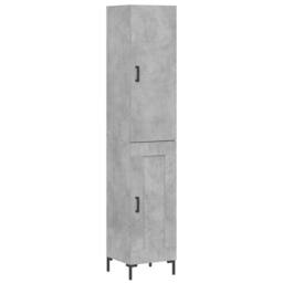 Berkfield Home Highboard Concrete Grey 34.5x34x180 cm Engineered Wood - thumbnail 1