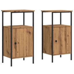 Berkfield Home Bedside Cabinets 2 pcs Artisan Oak 41x31x80 cm Engineered Wood in Brown - Size: 41 x 31 x 80 cm - thumbnail 2