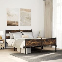 Berkfield Home Bed Frame without Mattress Smoked Oak 140x200 cm Engineered Wood in Brown