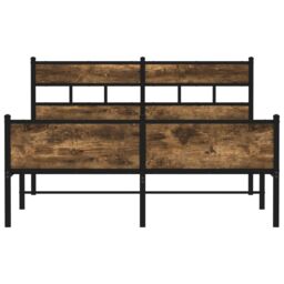 Berkfield Home Bed Frame without Mattress Smoked Oak 140x200 cm Engineered Wood in Brown - thumbnail 4