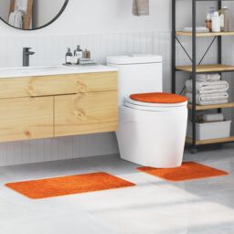 Berkfield Home 3 Piece Bath Mat Set Orange Polypropylen Non-Slip - Size: Medium - thumbnail 1