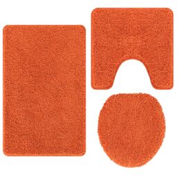 Berkfield Home 3 Piece Bath Mat Set Orange Polypropylen Non-Slip - Size: Medium - thumbnail 6