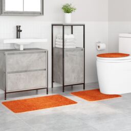 Berkfield Home 3 Piece Bath Mat Set Orange Polypropylen Non-Slip - Size: Medium - thumbnail 2