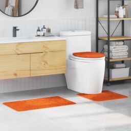 Berkfield Home 3 Piece Bath Mat Set Orange Polypropylen Non-Slip - Size: Medium - thumbnail 3
