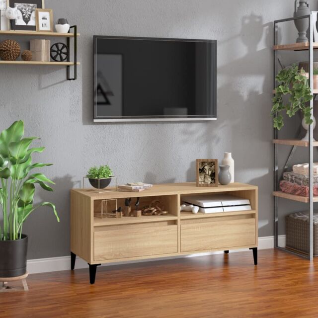 Berkfield Home TV Cabinet Sonoma Oak 100x34.5x44.5 cm Engineered Wood in Brown - image 1
