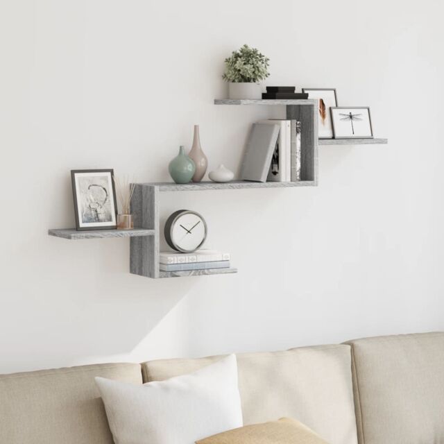 Berkfield Home Wall Shelf Grey Sonoma 104x15x49 cm Engineered Wood - Size: 104 x 15 x 49 cm - image 1