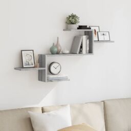 Berkfield Home Wall Shelf Grey Sonoma 104x15x49 cm Engineered Wood - Size: 104 x 15 x 49 cm