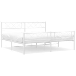 Berkfield Home Metal Bed Frame with Headboard & Footboard White 193x203 cm - thumbnail 2