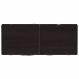 Berkfield Home Table Top Dark Grey 120x50x(2-4) cm Treated Solid Wood Live Edge in Brown - thumbnail 2