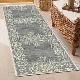 runrug Hallway Carpet Runner Rug - Soft & Comfy, 9mm - 'Bayeux' in Grey - Size: 60 cm x 180 cm - thumbnail 1
