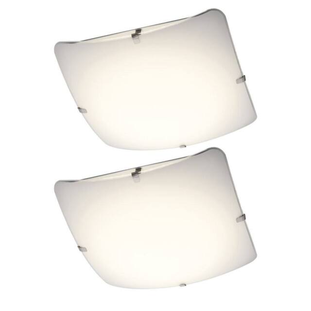 First Choice Lighting Set of 2 Eden - Frosted Glass Flush LED Ceiling Lights in White - image 1
