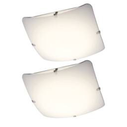 First Choice Lighting Set of 2 Eden - Frosted Glass Flush LED Ceiling Lights in White - thumbnail 1