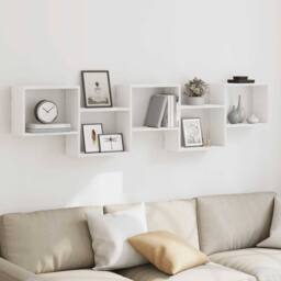Berkfield Home Wall Cube Shelf 5 Compartments White Engineered Wood - thumbnail 1