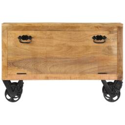 Berkfield Home Shoe Cabinet 86x35x55 cm Solid Mango Wood in Brown - Size: 86 x 35 x 55 cm - thumbnail 3