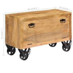 Berkfield Home Shoe Cabinet 86x35x55 cm Solid Mango Wood in Brown - Size: 86 x 35 x 55 cm - thumbnail 9