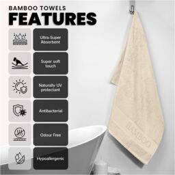 GAVENO CAVAILIA 2 Pack Bamboo Towel in Cream - Size: Bath Sheet - thumbnail 2