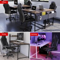 Home Discount Vida Designs Coma Gaming Chair Faux Leather UKFR Fabric 360 Swivel in Black - thumbnail 3