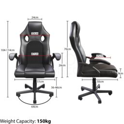 Home Discount Vida Designs Coma Gaming Chair Faux Leather UKFR Fabric 360 Swivel in Black - thumbnail 2